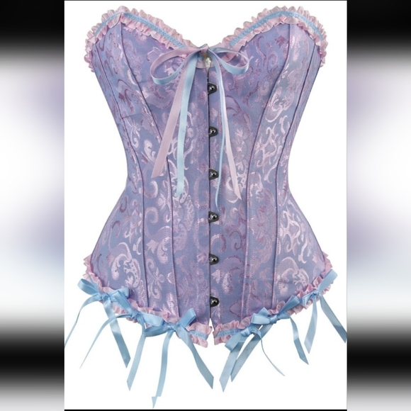 Elegant Purple Overbust Corset with Blue Accents - Picture 1 of 4